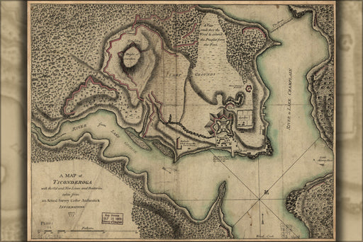 Poster, Many Sizes Available; Map Of Fort Ticonderoga Lines And Batteries 1777