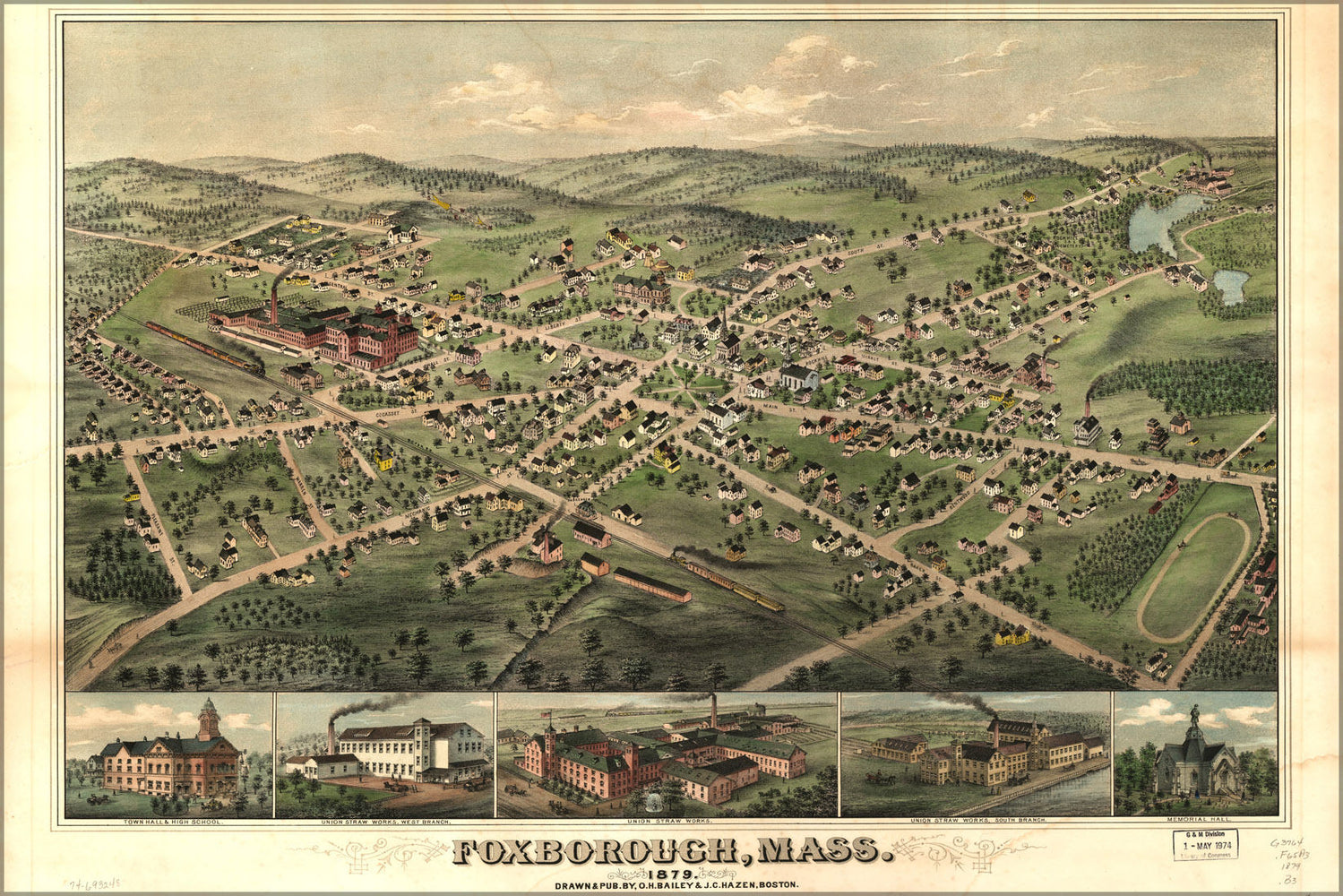 Poster, Many Sizes Available; Map Of Foxborough Massachusetts 1879