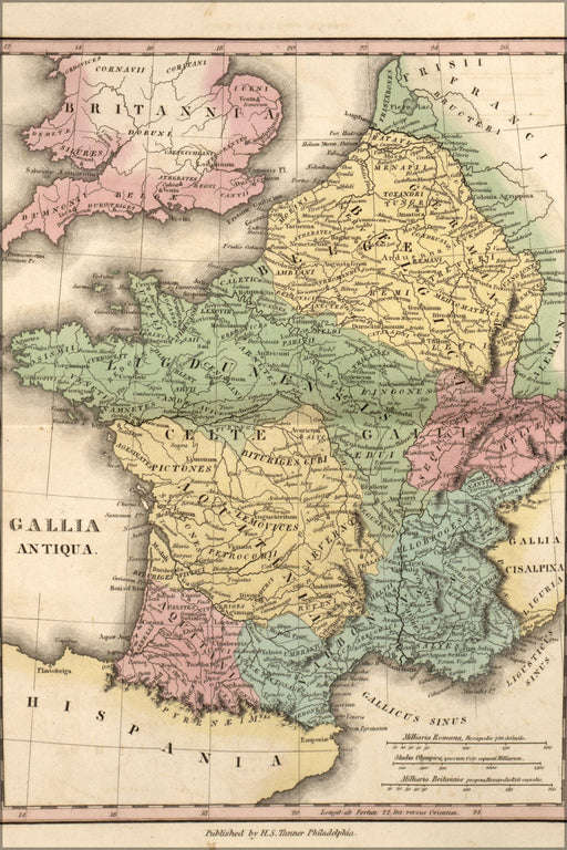 Poster, Many Sizes Available; Map Of France In Antiquity 1826