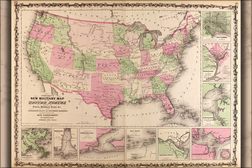 Poster, Many Sizes Available; Military Map Of The United States 1863