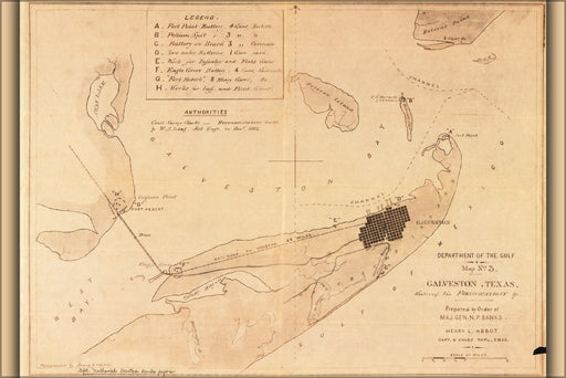 Poster, Many Sizes Available; Map Of Galveston, Texas 1862