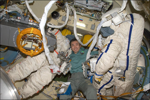 Poster, Many Sizes Available; Iss 20 Koichi Wakata Between Two Russian Orlan Spacesuits In The Pirs Docking Compartment