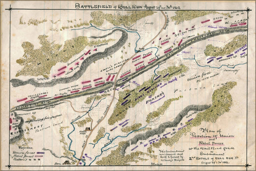 Poster, Many Sizes Available; Battlefield Map Of Bull Run August 29Th And 30Th 1862