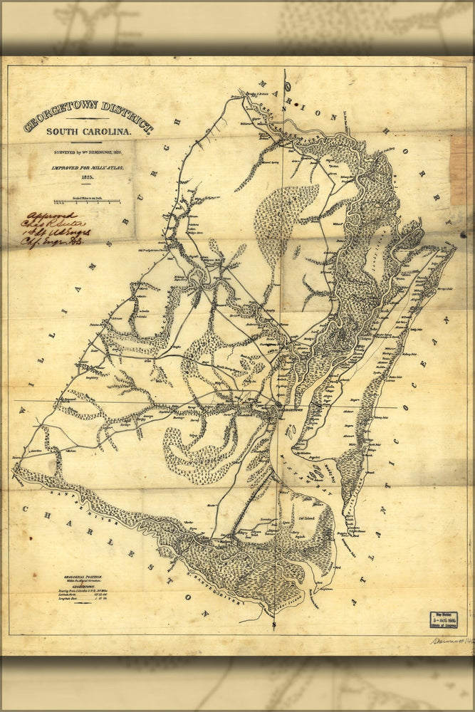 Poster, Many Sizes Available; Map Of Georgetown District, South Carolina 1825