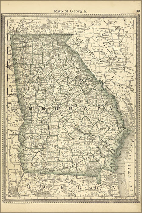 Poster, Many Sizes Available; Map Of Georgia 1881