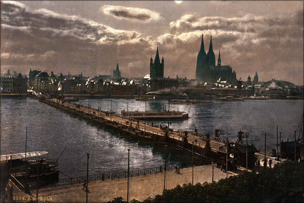 Poster, Many Sizes Available; Moonlight, Cologne, The Rhine River, Germany 1890 Photochrom