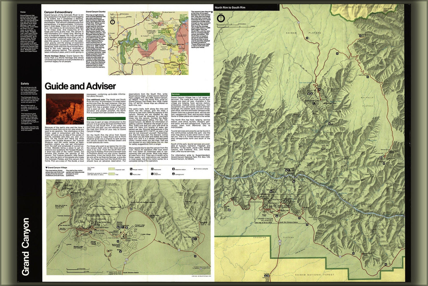 Poster, Many Sizes Available; Map Of Grand Canyon National Park, Arizona 1986