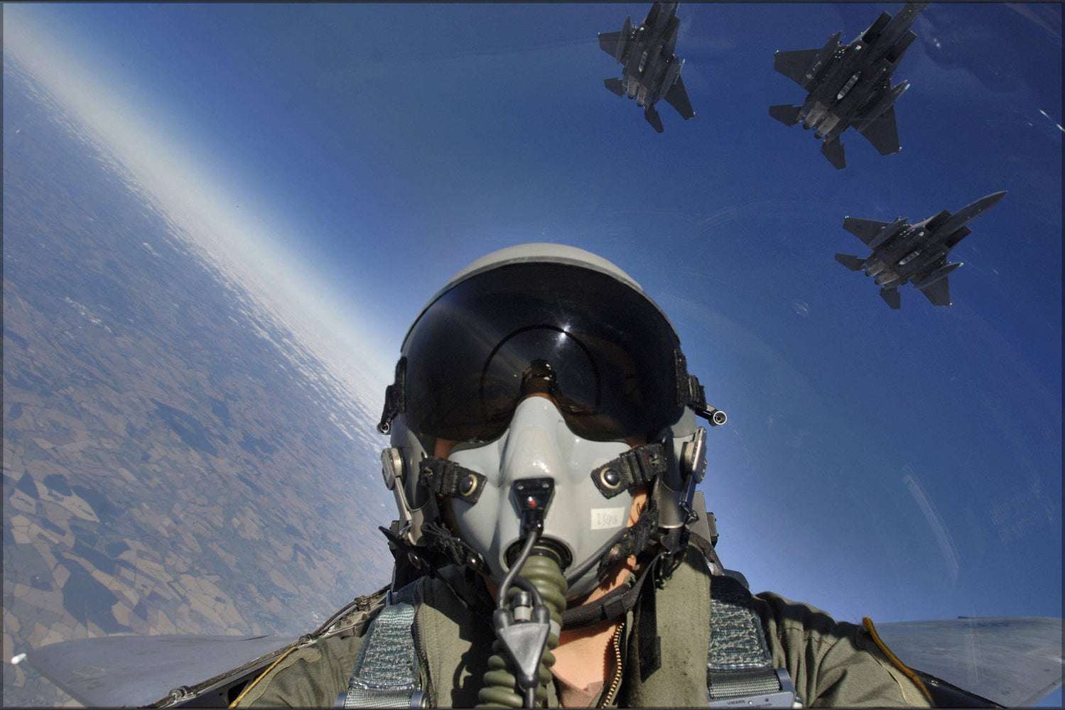 Poster, Many Sizes Available; F-15E Strike Eagle F-15 Pilot And Three-Ship Formation