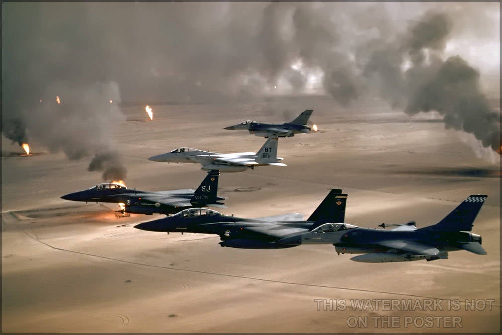 Poster, Many Sizes Available; F-16 Falcon F-15 Eagle Desert Storm Fighting Falcon Strike Eagle