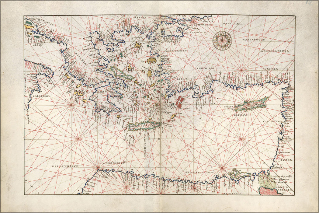 Poster, Many Sizes Available; Map Of Greece Turkey Crete 1544