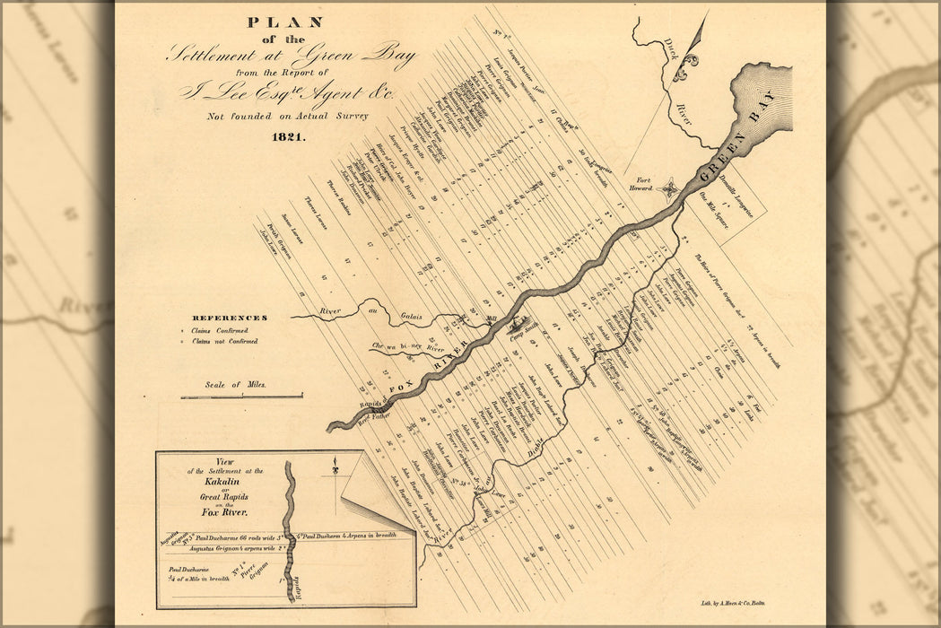 Poster, Many Sizes Available; Map Of Green Bay, Michigan Territory, 1821