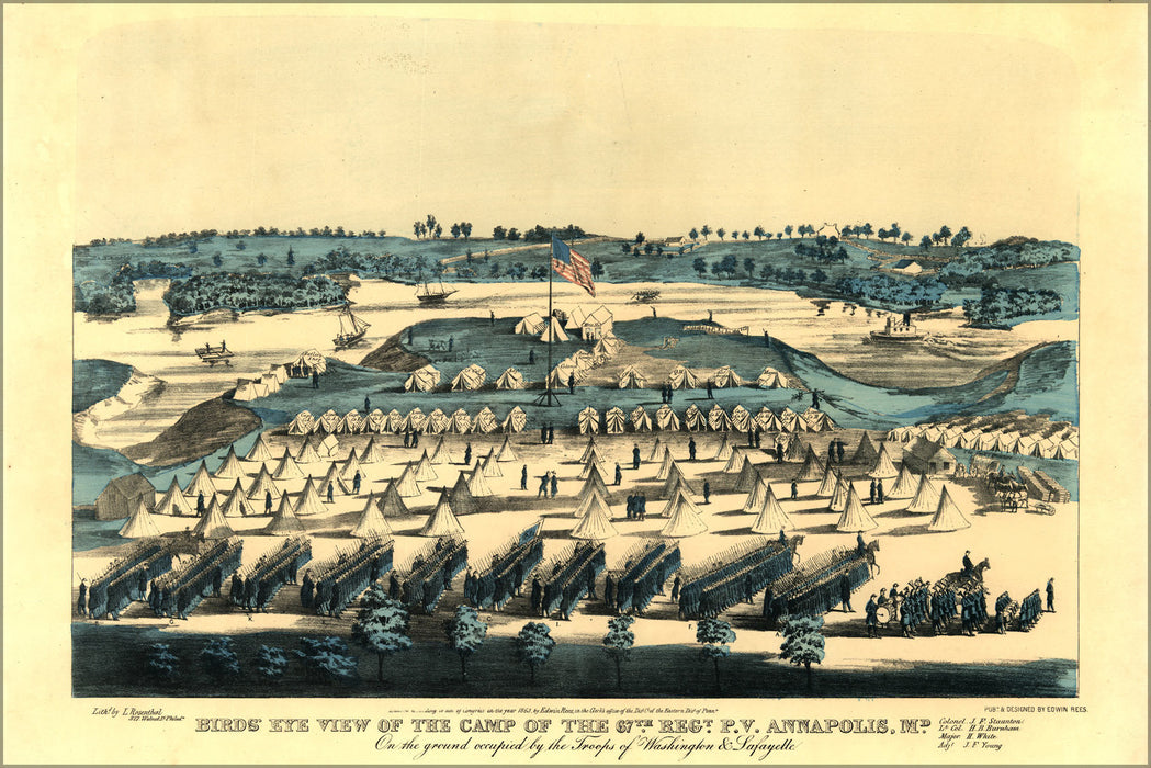 Poster, Many Sizes Available; Birdseye Map 67Th Reg&#39;T Annapolis, Maryland  1861