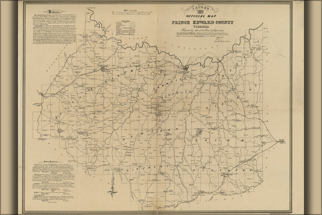 Poster, Many Sizes Available; Jacobs 1878 Map Of Prince Edward County, Virginia