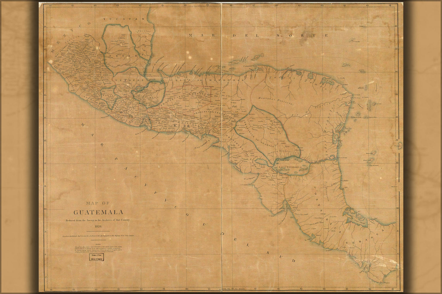 Poster, Many Sizes Available; Map Of Guatemala 1826