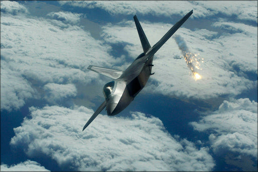 Poster, Many Sizes Available; F-22 Raptor From Kadena Air Base In Japan Releases Flare