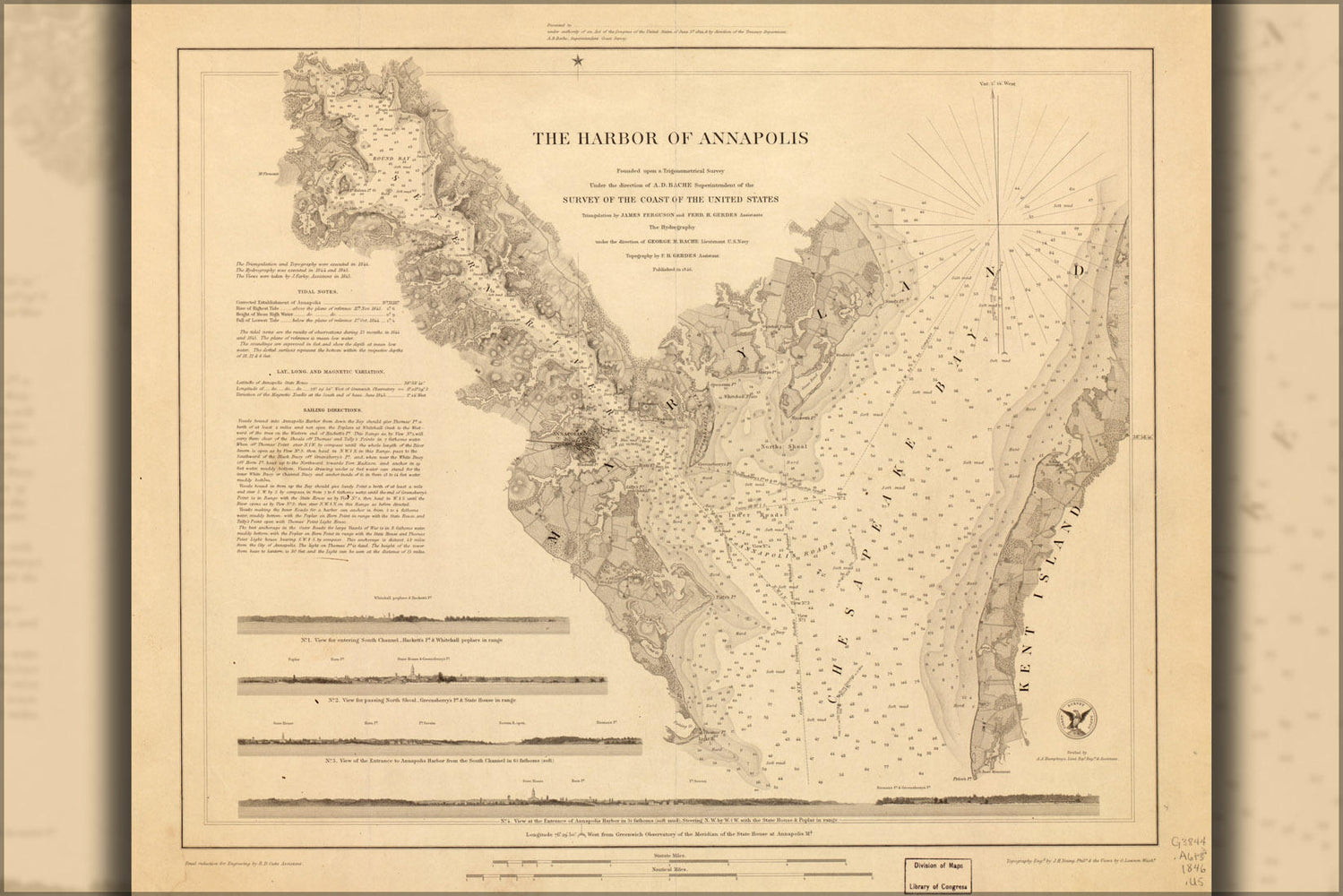 Poster, Many Sizes Available; Map Of Harbor Of Annapolis Maryland 1846