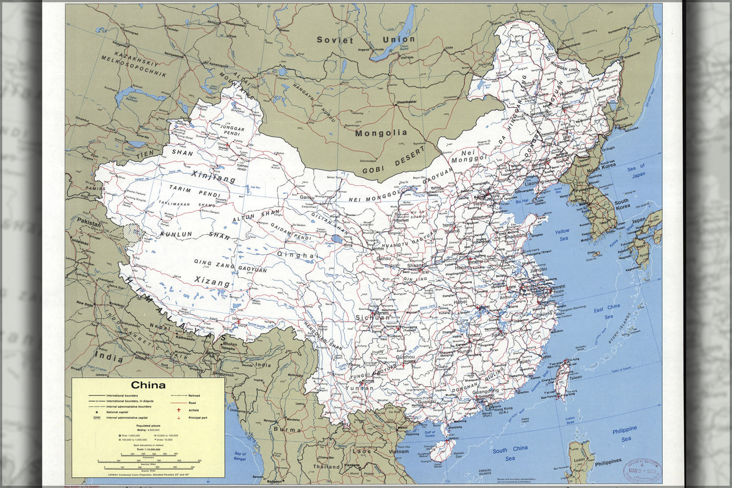 Poster, Many Sizes Available; Cia Map Of China 1979