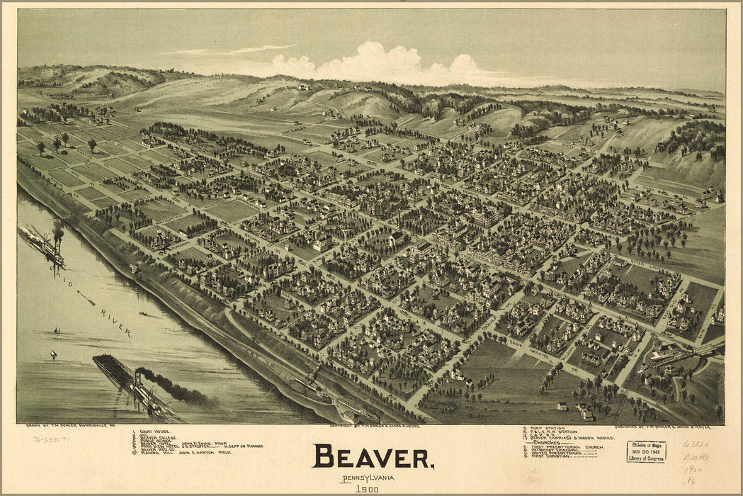 Poster, Many Sizes Available; Birdseye View Map Beaver, Pennsylvania 1900