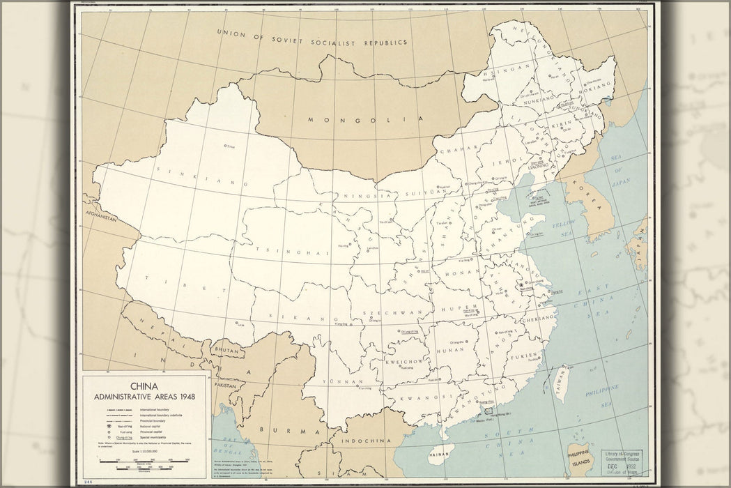 Poster, Many Sizes Available; Cia Map Of China, Administrative Areas 1948