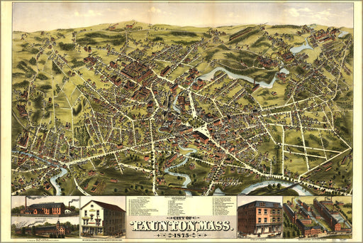 Poster, Many Sizes Available; Birdseye View Map City Of Taunton, Massachusetts 1875