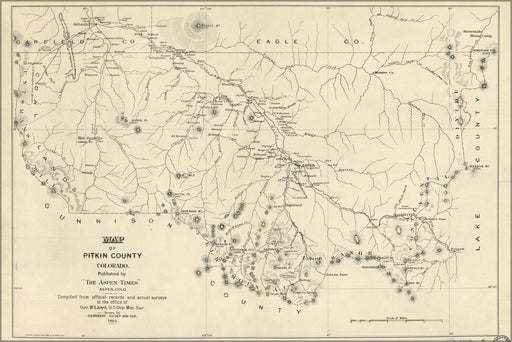 Poster, Many Sizes Available; Map Of Pitkin County, Colorado 1884