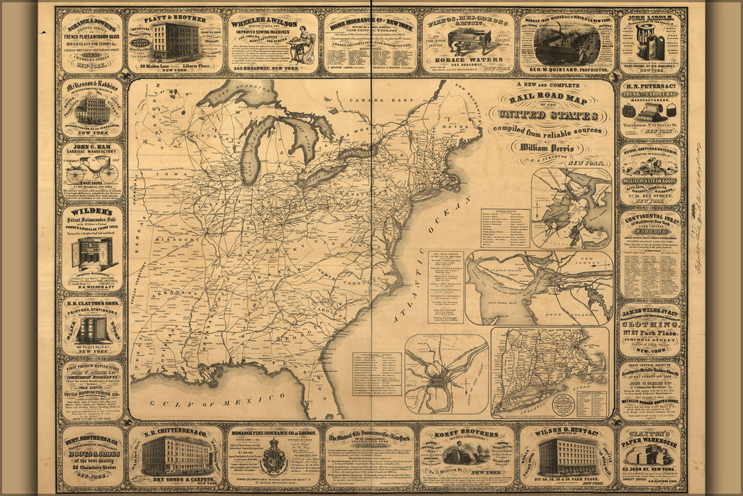 Poster, Many Sizes Available; Railroad Map Of The United States Of America 1857