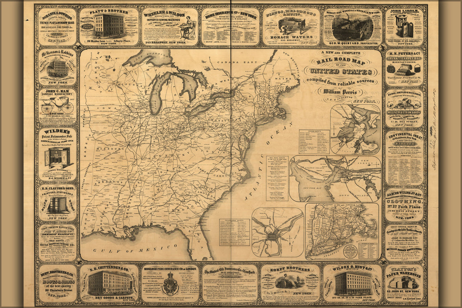 Poster, Many Sizes Available; Railroad Map Of The United States Of America 1857