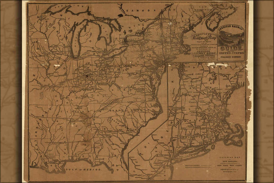 Poster, Many Sizes Available; Railroad Map Of United States Of America 1850&#39;S