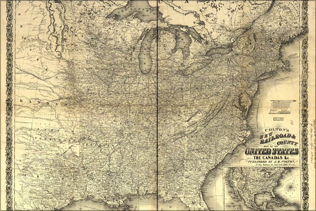 Poster, Many Sizes Available; Railroad Map Of United States Of America 1860