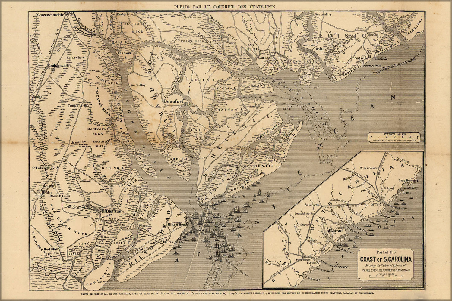 Poster, Many Sizes Available; Map Of Port Royal Sound Region South Carolina 1860