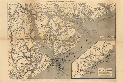 Poster, Many Sizes Available; Map Of Port Royal Sound Region South Carolina 1860