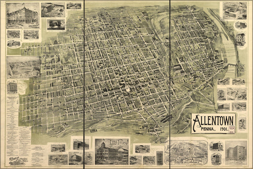 Poster, Many Sizes Available; Birdseye View Map Of Allentown, Pennsylvania 1901