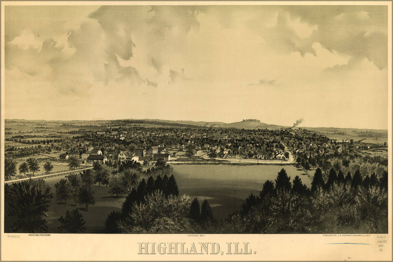 Poster, Many Sizes Available; Map Of Highland, Illinois 1894