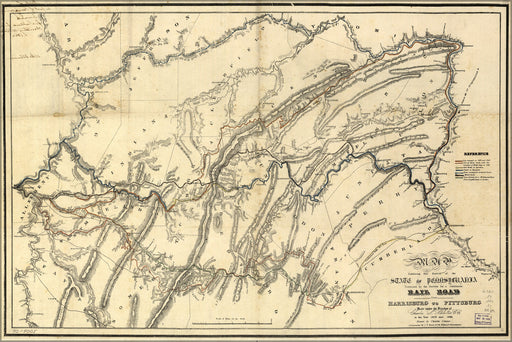 Poster, Many Sizes Available; Railroad Survey Map Harrisburg To Pittsburgh 1840