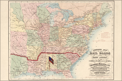 Poster, Many Sizes Available; Railroad Waterway Map United States America 1859