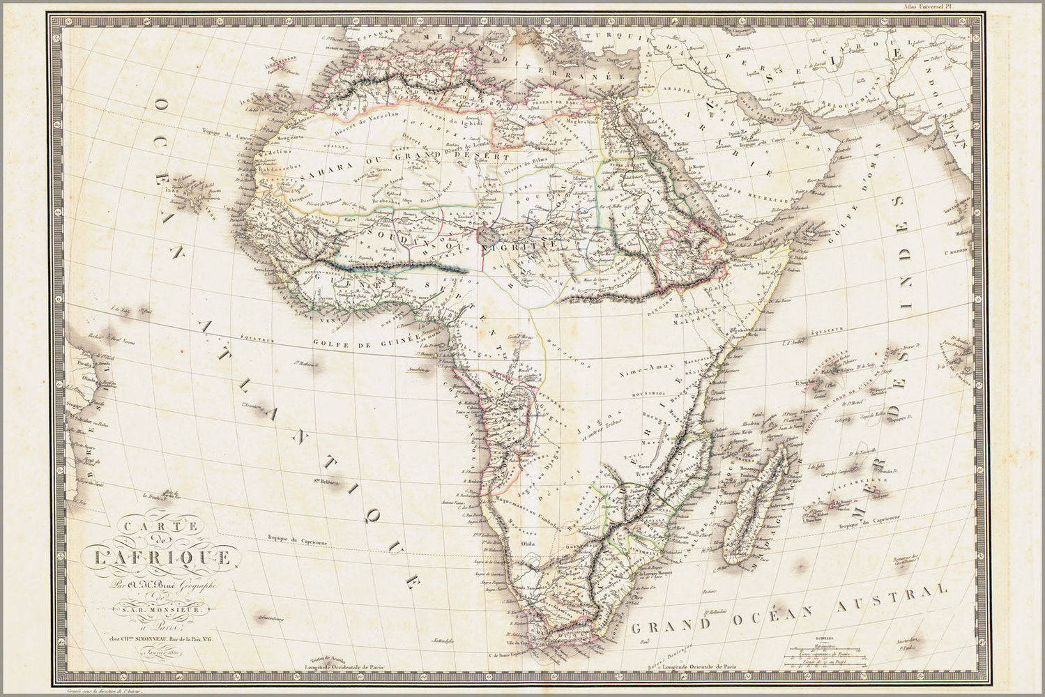 Poster, Many Sizes Available; Map Of Africa 1820 In French