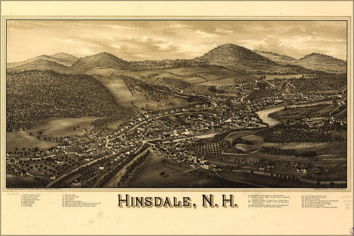 Poster, Many Sizes Available; Map Of Hinsdale New Hampshire 1886