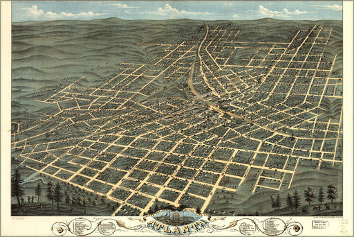 Poster, Many Sizes Available; Birdseye View Map Of Atlanta Georgia 1871