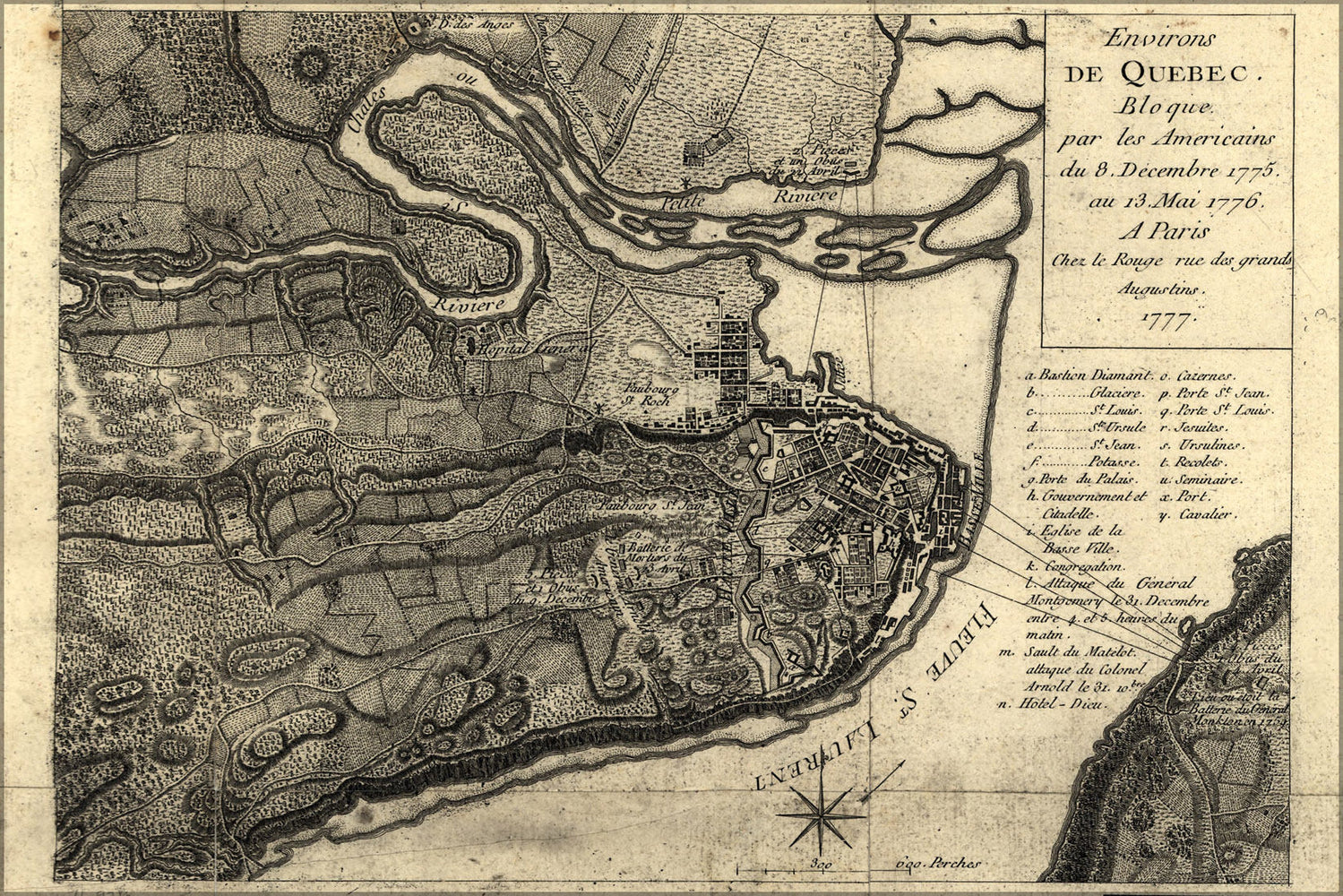 Poster, Many Sizes Available; Map Of Quebec Blocked By Americans 1775 In French