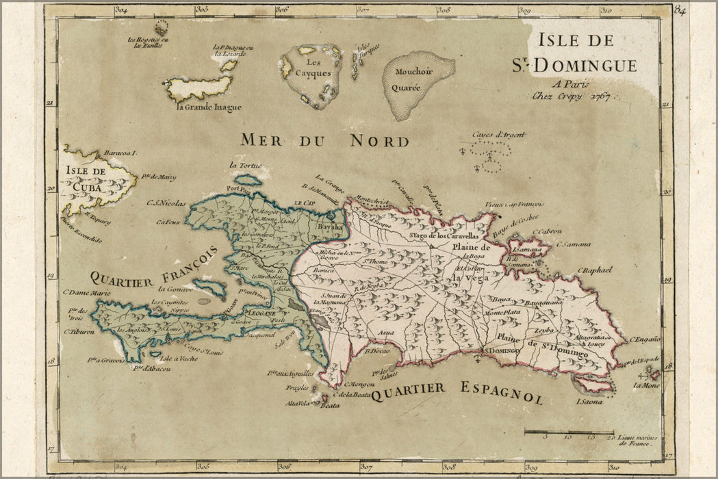 Poster, Many Sizes Available; Map Of Hispaniola Haiti Dominican Republic 1767