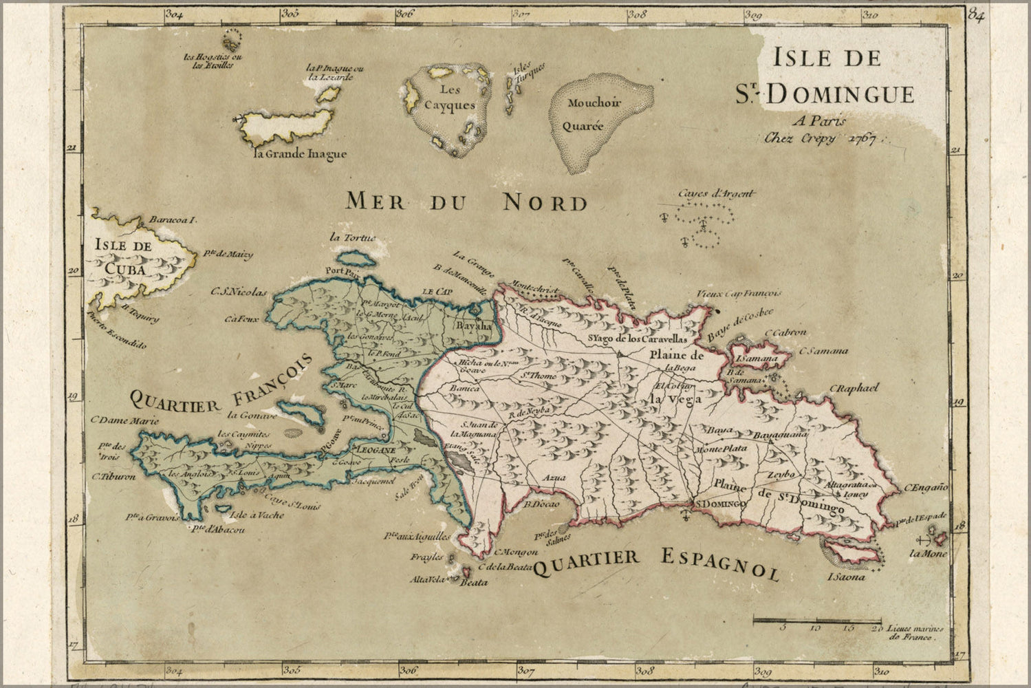 Poster, Many Sizes Available; Map Of Hispaniola Haiti Dominican Republic 1767