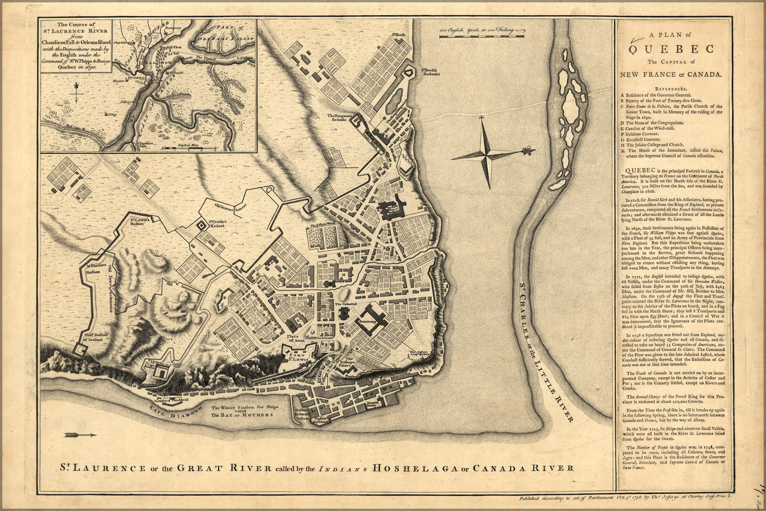 Poster, Many Sizes Available; Map Of Quebec, New France Or Canada 1768