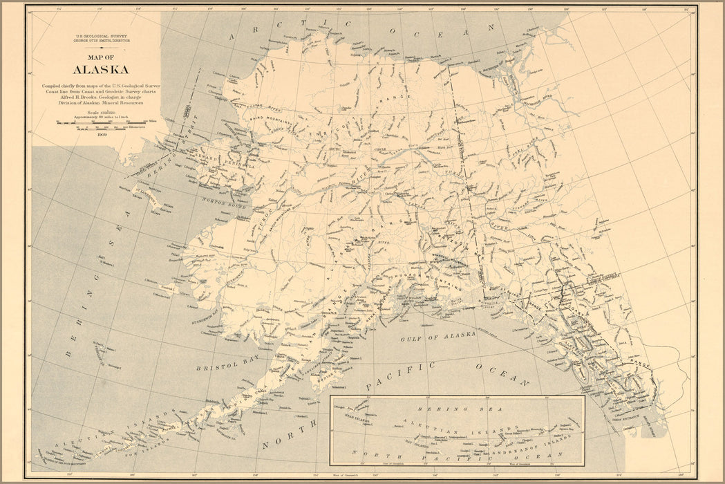 Poster, Many Sizes Available; Map Of Alaska 1909