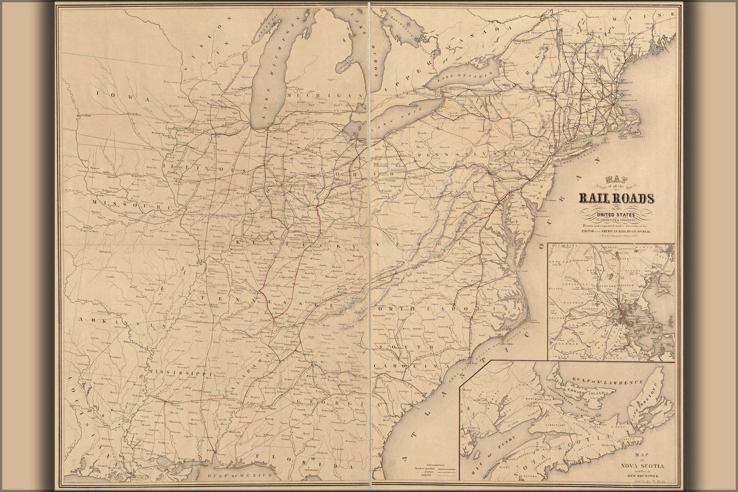 Poster, Many Sizes Available; Map Of All Railroads In The United States 1854 P1