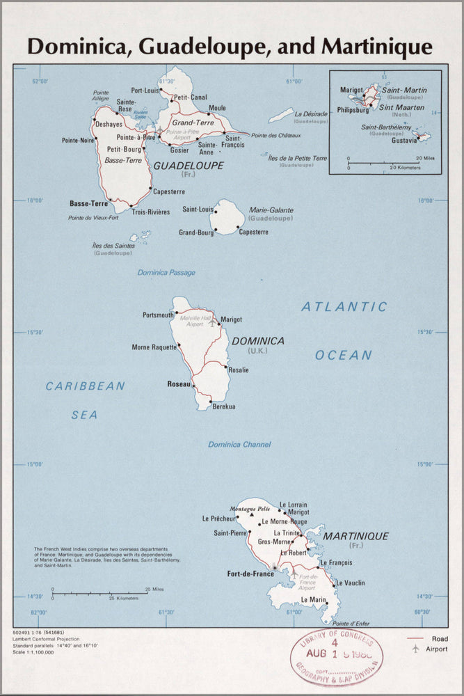 Poster, Many Sizes Available; Cia Map Of Dominica Guadeloupe Martinique 1976