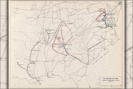 Poster, Many Sizes Available; Map Of Ameican Civil War Operations, 1861-1865