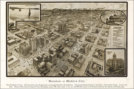 Poster, Many Sizes Available; Map Of Houston Texas 1912