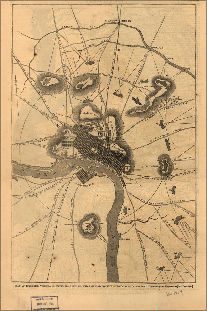 Poster, Many Sizes Available; Map Of Richmond, Virginia 1864