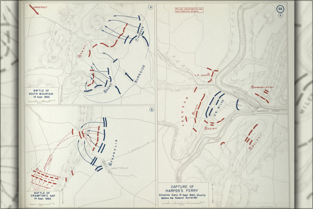 Poster, Many Sizes Available; Map Of American Civil War Antietam Campaign, 1862