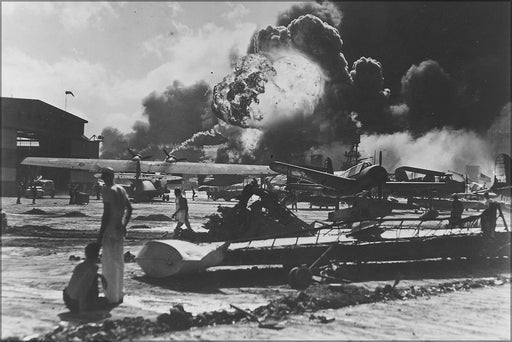 Poster, Many Sizes Available; Naval Air Station At Pearl Harbor Following Japanese Attack